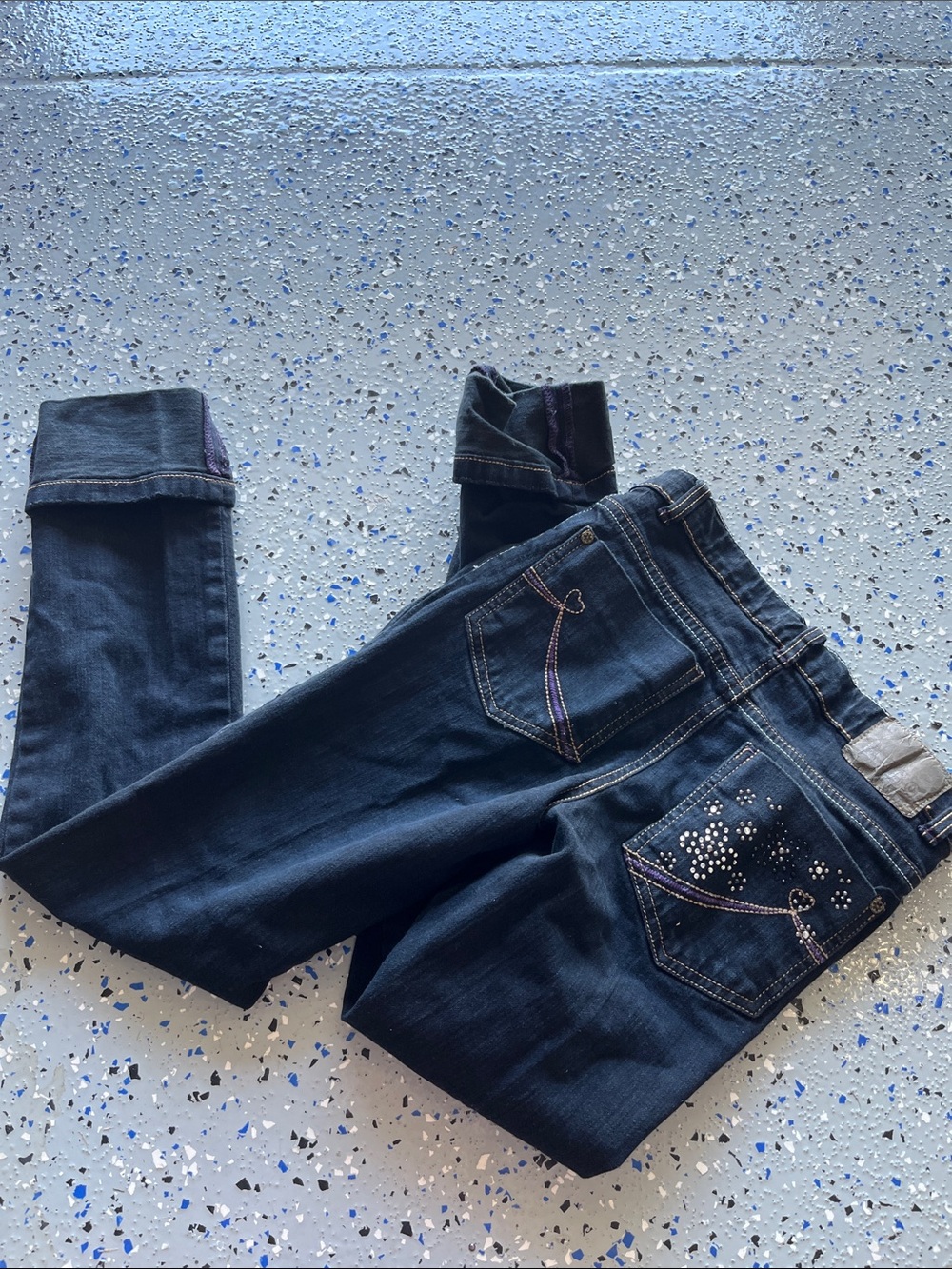 The Children's Place Dark Blue Jeans with Rhinestone Pocket Detail
